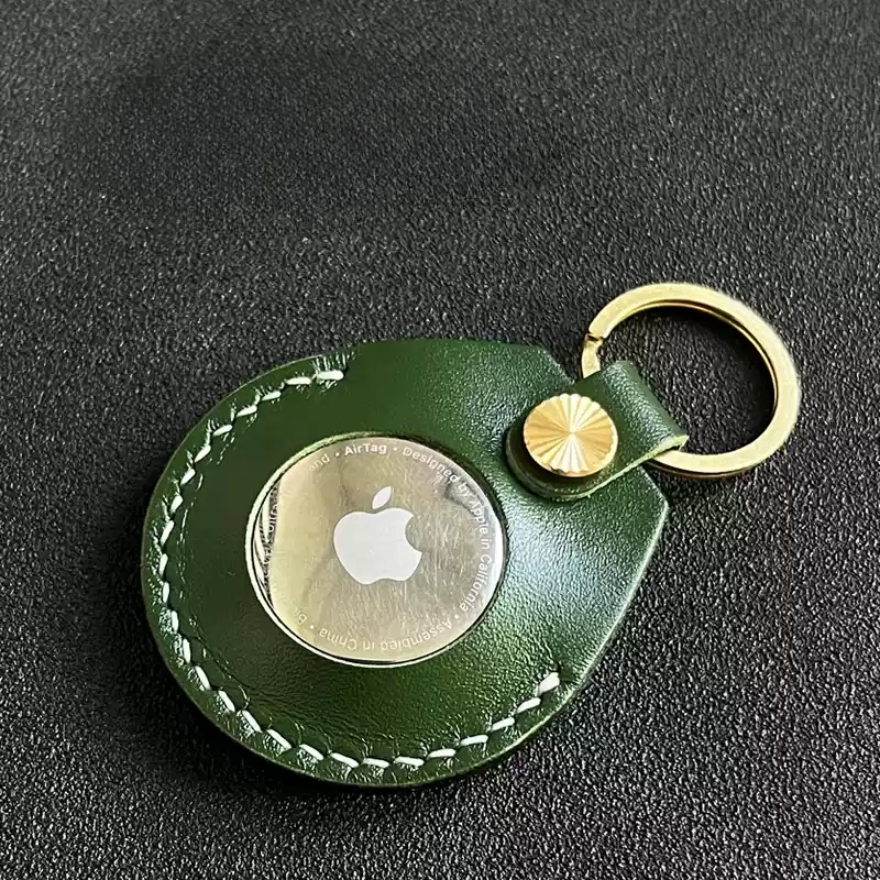 Genuine Leather AirTag Holder - Keychain Tracker