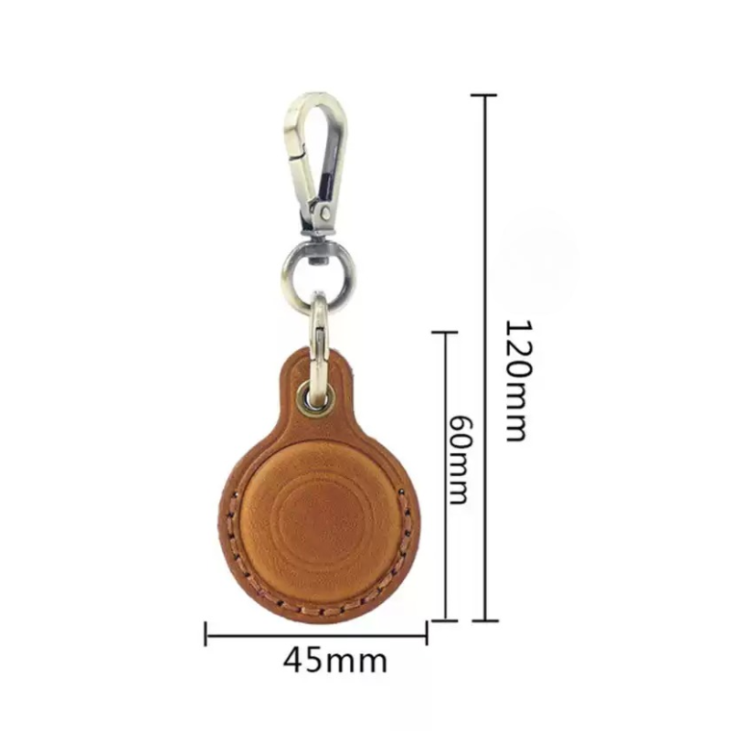 Handmade Vintage Crazy Horse Leather Airtag Keyring