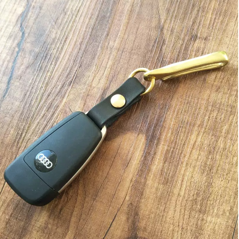 Genuine Cowhide Keychain with Large Brass Hook