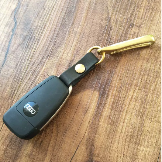 Genuine Cowhide Keychain with Large Brass Hook