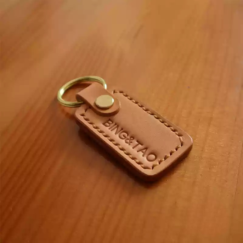 Custom Handmade Vegetable-Tanned Leather Keychain with Free Lettering