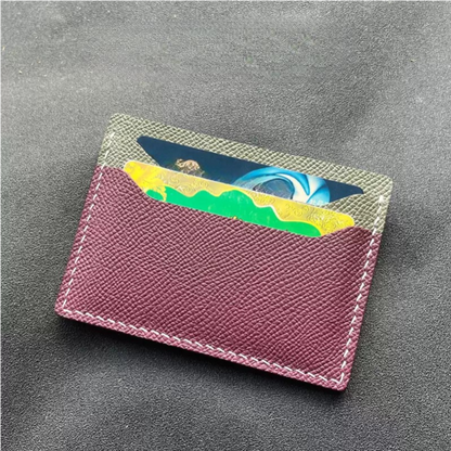 Color-Block Handcrafted Leather Card Holder - Slim Wallet