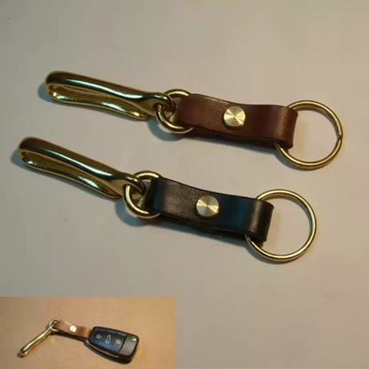 Genuine Cowhide Keychain with Large Brass Hook