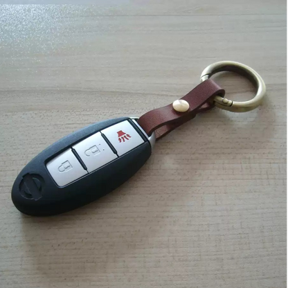 Genuine Cowhide Keychain with Copper Opening Ring