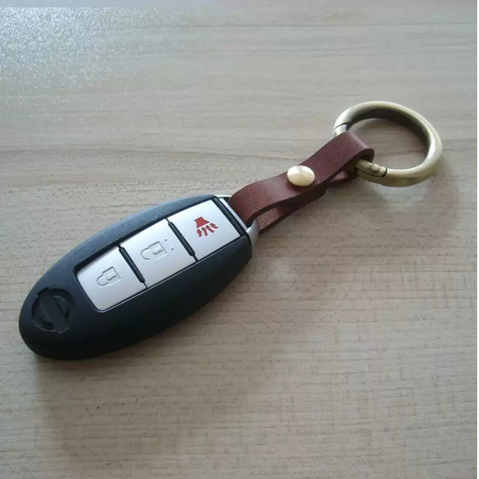 Genuine Cowhide Keychain with Copper Opening Ring