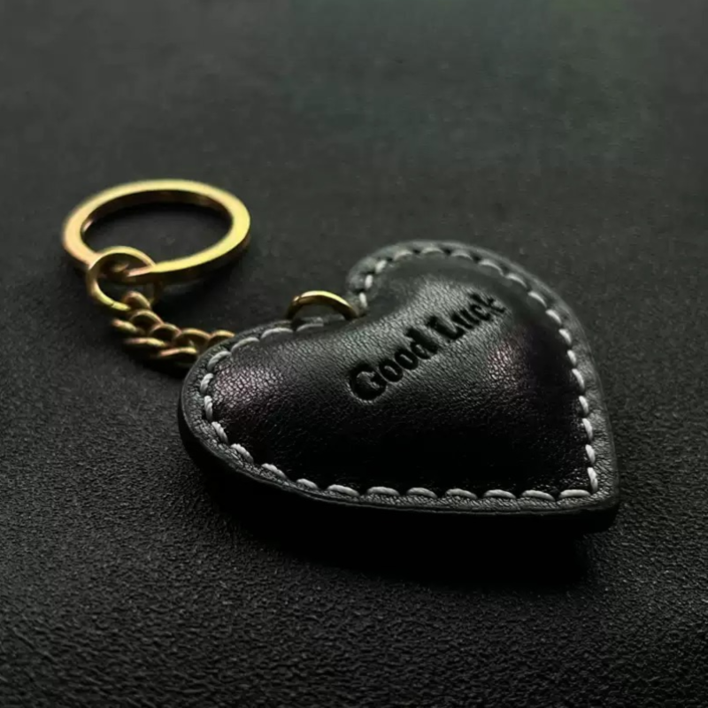 Custom Handmade Leather Heart Keychain Pendant