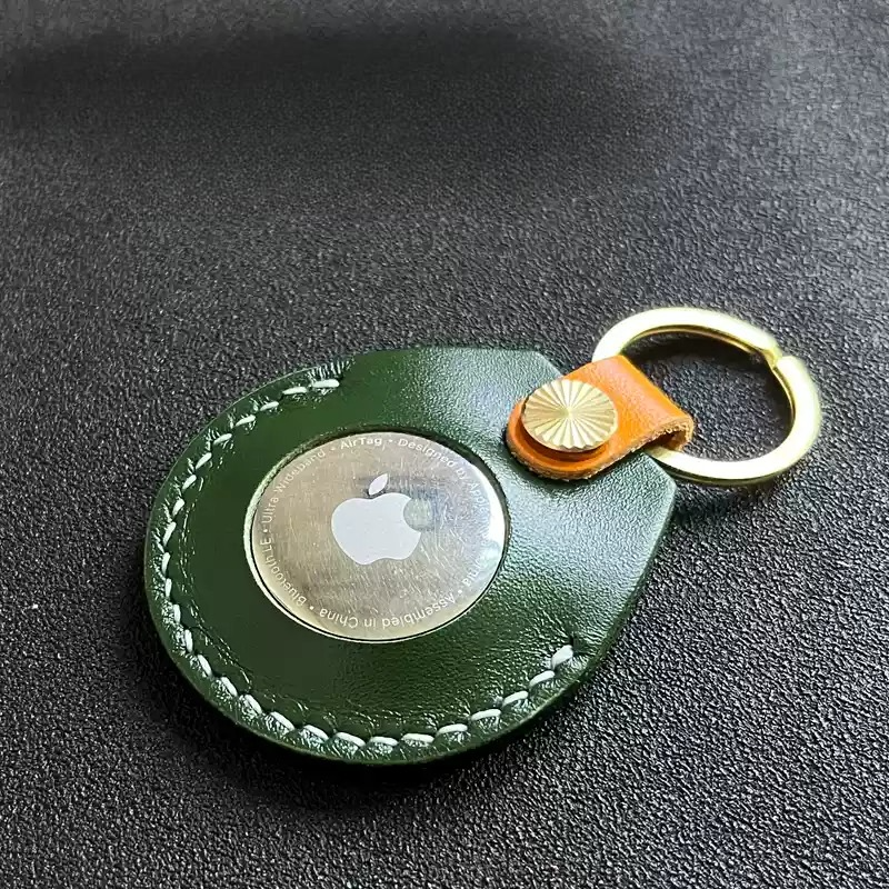 Genuine Leather AirTag Holder - Keychain Tracker