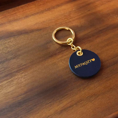 Custom Handmade Leather Keychain Pendant with Gold Foil