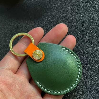 Genuine Leather AirTag Holder - Keychain Tracker