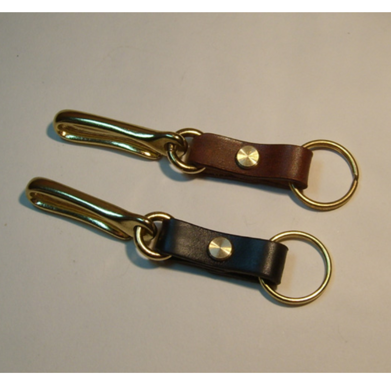 Genuine Cowhide Keychain with Large Brass Hook