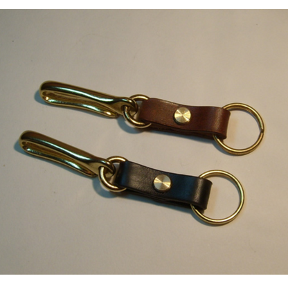 Genuine Cowhide Keychain with Large Brass Hook