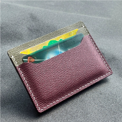 Color-Block Handcrafted Leather Card Holder - Slim Wallet