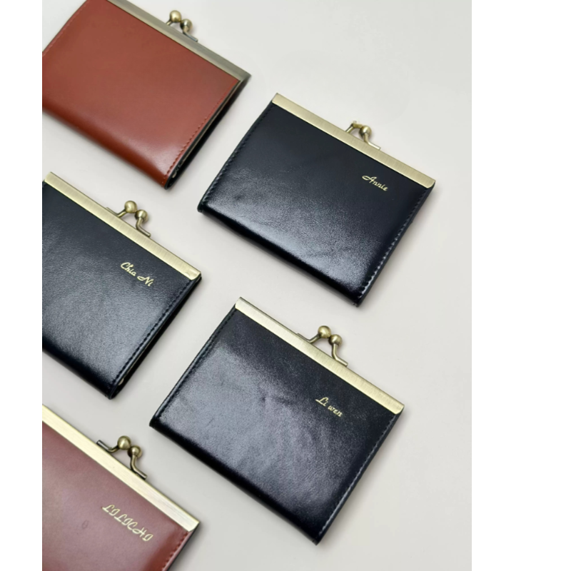 Vintage Waxed Leather Clutch Wallet - Customizable Genuine Leather Coin and Card Holder