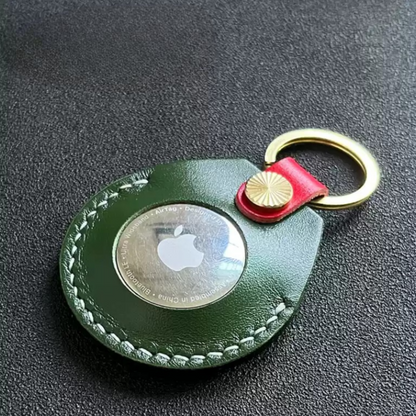 Genuine Leather AirTag Holder - Keychain Tracker