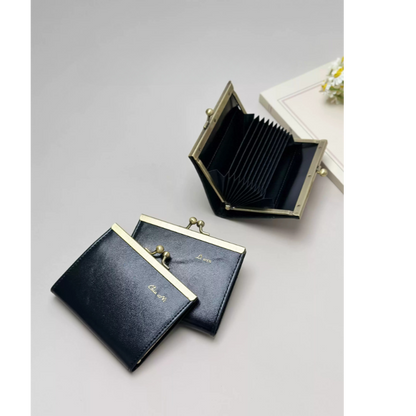 Vintage Waxed Leather Clutch Wallet - Customizable Genuine Leather Coin and Card Holder