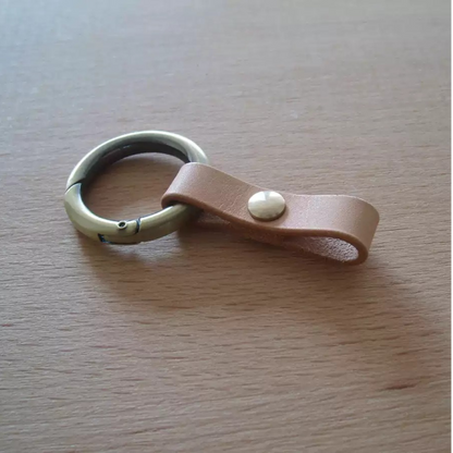 Genuine Cowhide Keychain with Copper Opening Ring
