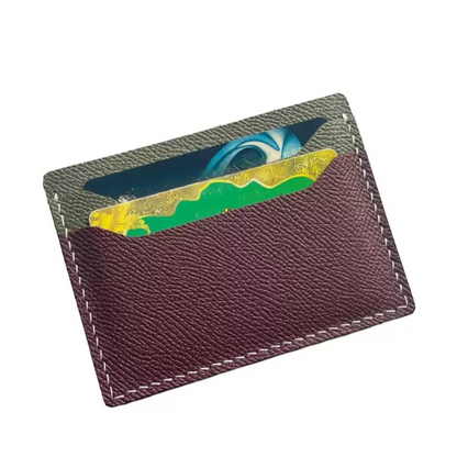 Color-Block Handcrafted Leather Card Holder - Slim Wallet