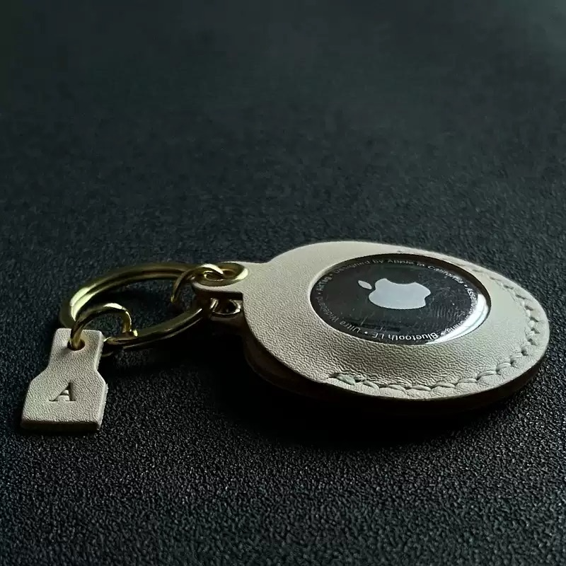Personalized Genuine Leather AirTag Holder - Keychain Protector