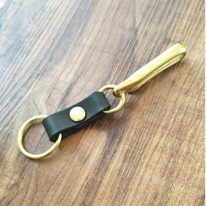 Genuine Cowhide Keychain with Large Brass Hook