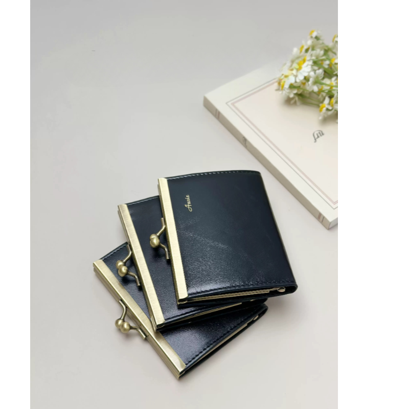 Vintage Waxed Leather Clutch Wallet - Customizable Genuine Leather Coin and Card Holder