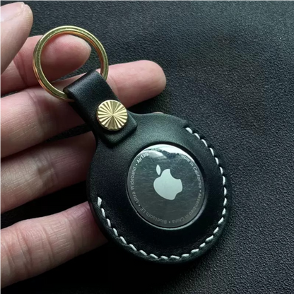 Genuine Leather AirTag Holder - Customizable Keychain