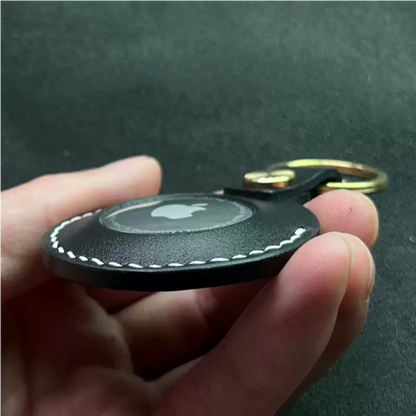 Genuine Leather AirTag Holder - Customizable Keychain