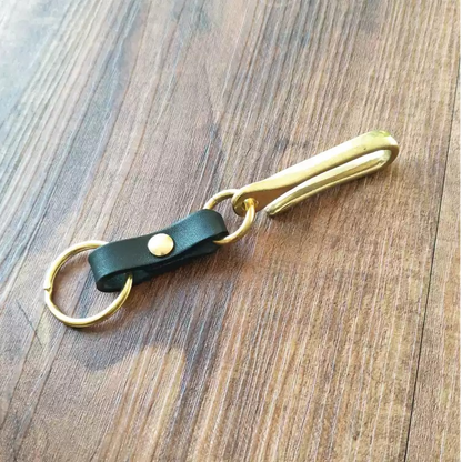 Genuine Cowhide Keychain with Large Brass Hook
