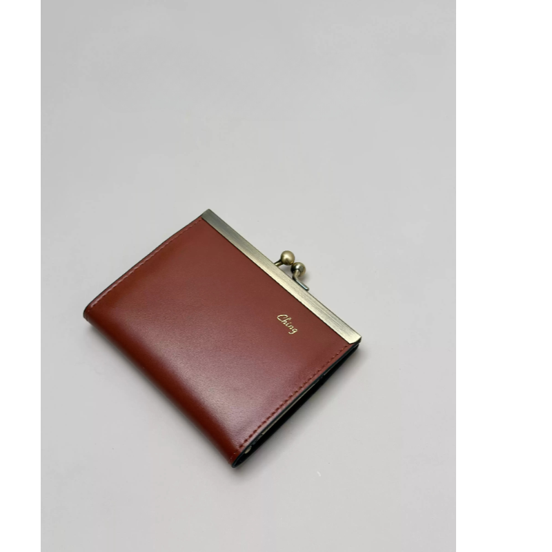 Vintage Waxed Leather Clutch Wallet - Customizable Genuine Leather Coin and Card Holder