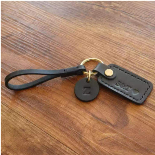 Custom Handmade Vegetable-Tanned Leather Keychain with Free Lettering