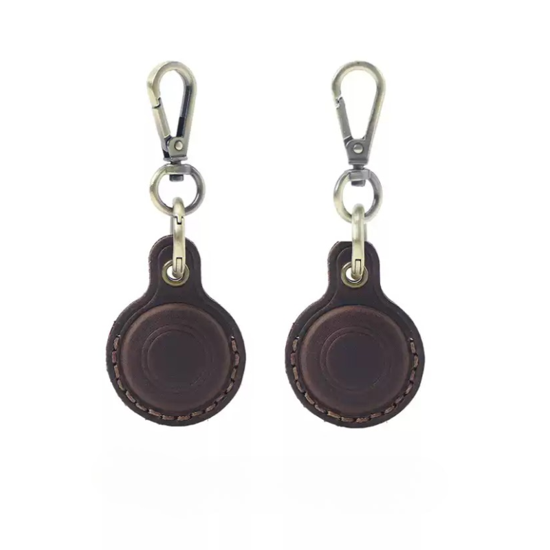 Handmade Vintage Crazy Horse Leather Airtag Keyring