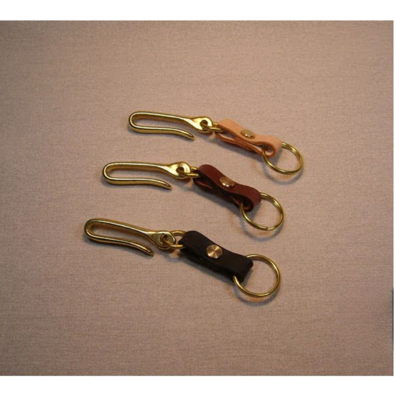 Genuine Cowhide Keychain with Large Brass Hook