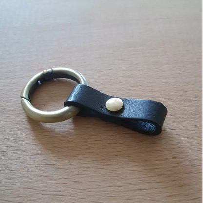 Genuine Cowhide Keychain with Copper Opening Ring